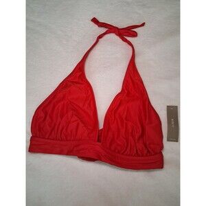 J.Crew DD Halter Tie Neck Bikini Top Red Lined BY633 Beach Swim Size M NWT